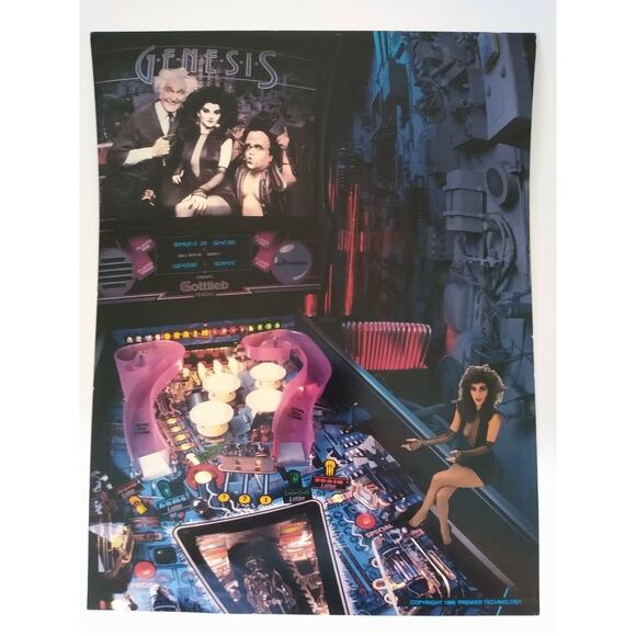 Genesis Pinball FLYER Original Game Sci-Fi Gothic Horror Art Print 1986 Vintage - Picture 4 of 6